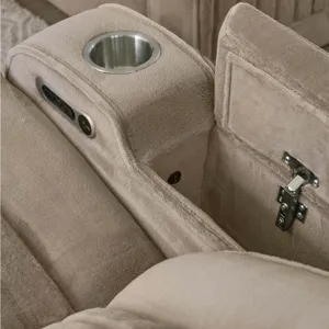 Equinox Mushroom Power Reclining Sofa with Drop Down Table