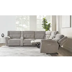 Richland Bristol Grey 7 Piece Modular Power Reclining Sectional with Power Adjustable Headrests