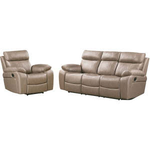 Theon Stokes Toffee Manual Reclining Sofa and Recliner