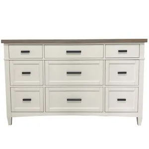 Americana Modern Bedroom King Platform Bed 2 Nightstands and Dresser with Mirror