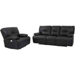 Spartacus Black Power Reclining Sofa and Recliner