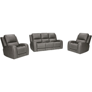 Belmont Autumn Fog Zero Gravity Power Reclining Sofa and 2 Recliners