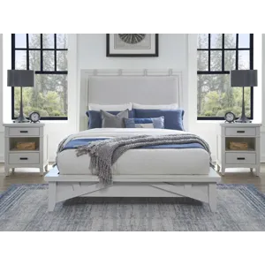 Americana Modern Bedroom King Platform Bed with 2 Nightstands