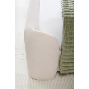 Shiloh White Mocha Queen Wingback Upholstered Bed
