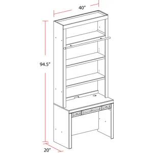 Catalina 40 In. Library Desk and Hutch