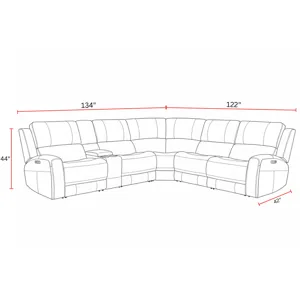 Belmont Lyric Caramel 6 Piece Zero Gravity Power Reclining Sectional with Power Adjustable Headrests