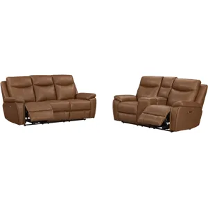 Veracruz Vintage Tan Zero Gravity Power Reclining Sofa and Loveseat