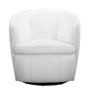 Barolo Snow 100% Italian Leather Swivel Club Chair Two Pack