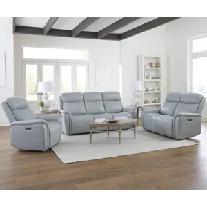 Cascade Seamist Grey Power Reclining Sofa Loveseat and Recliner