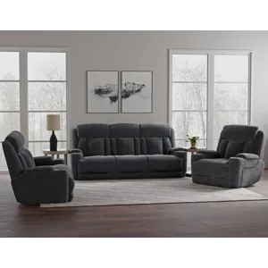 Dalton Lucky Charcoal Power Reclining Sofa Loveseat and Recliner