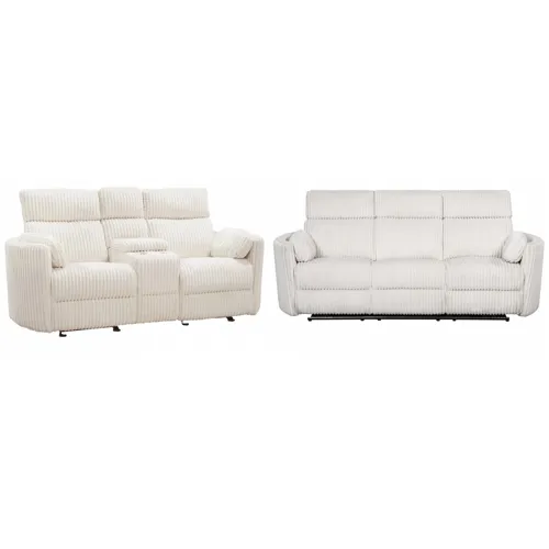 Radius - Mega Ivory Power Sofa & Power Glider Console Loveseat