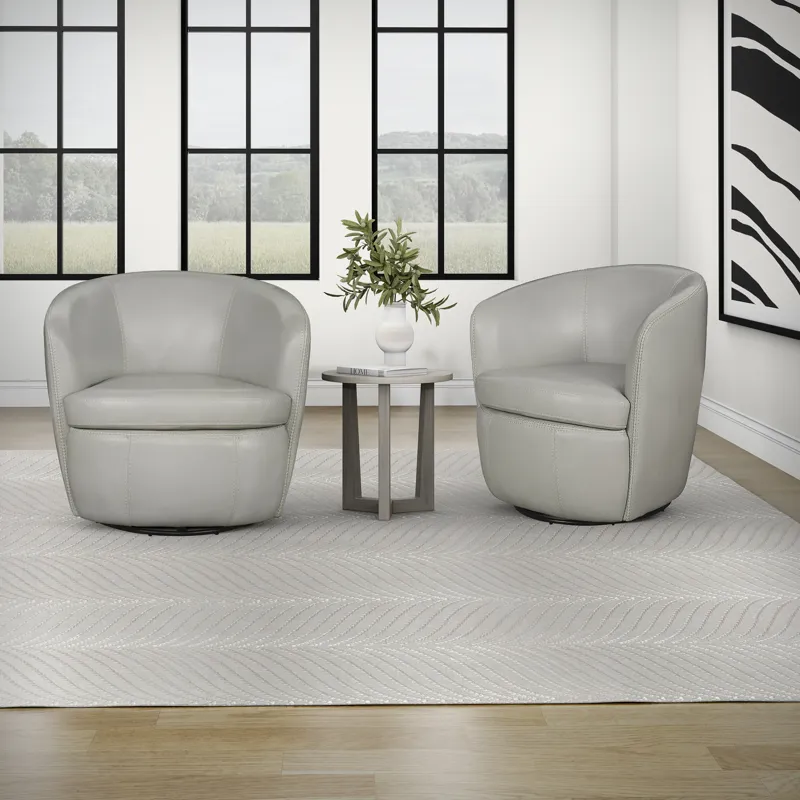 Barolo Steamboat Ice 100% Italian Leather Swivel Club Chair Two Pack