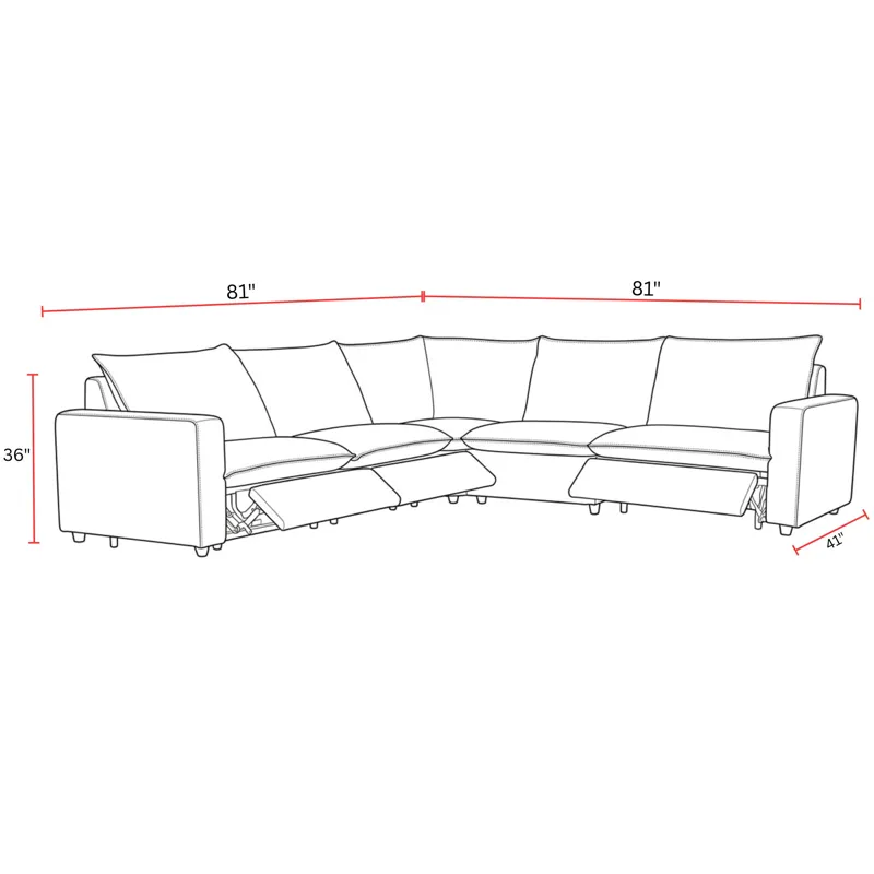Jocelyn Birchbrook Harbor 5 Piece Modular Power Reclining Sectional