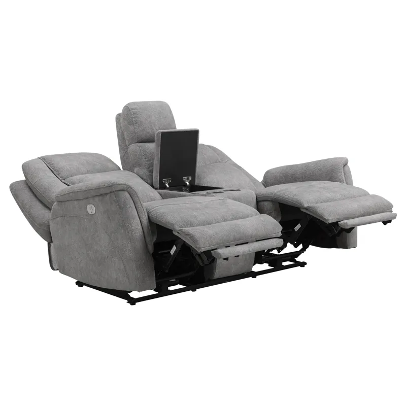 Linus Hudson Grey Power Reclining Sofa and Loveseat