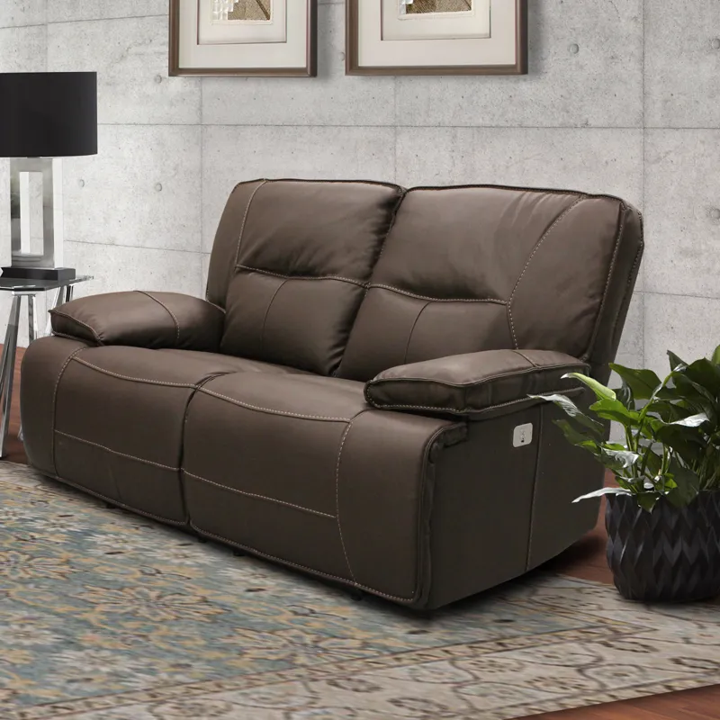 Spartacus Chocolate Power Reclining Sofa and Loveseat