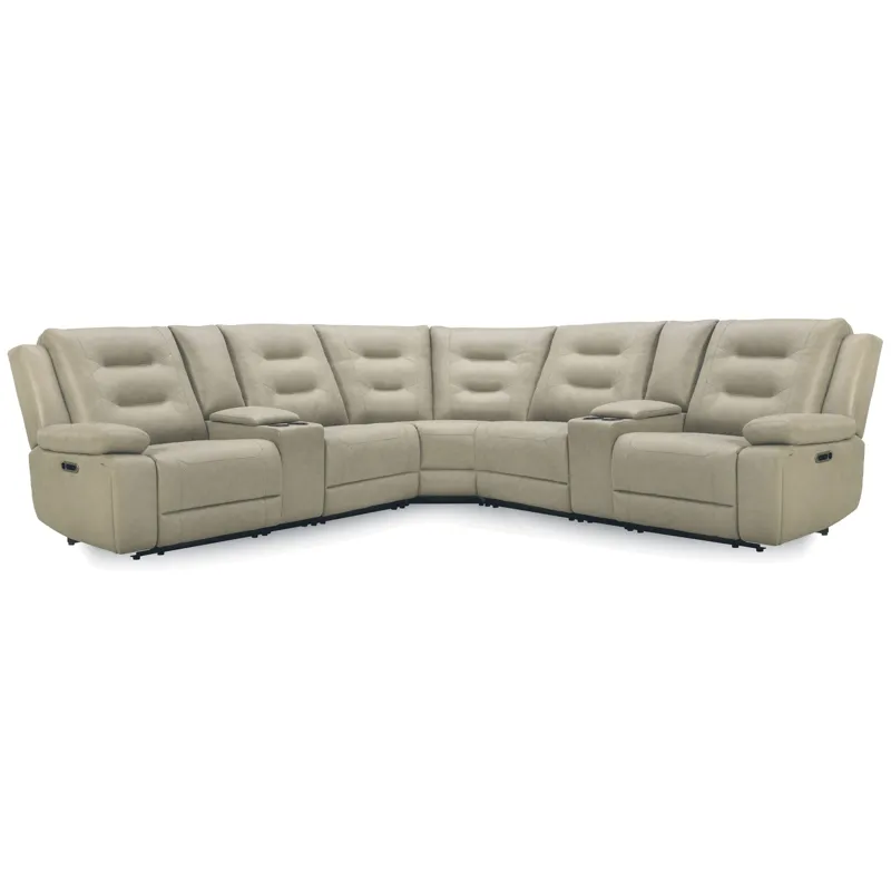 Caldwell Tahoe Fog 7 Piece Modular Power Reclining Sectional with Power Adjustable Headrests