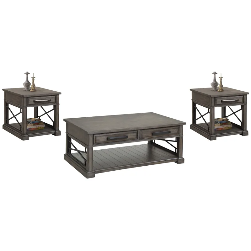 Sundance Smokey Grey Cocktail Table with 2 End Tables