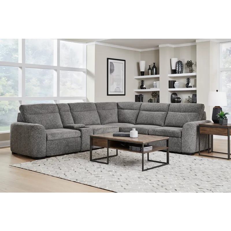 Kline Nightfall 6 Piece Power Reclining Sectional with Extension Footrests