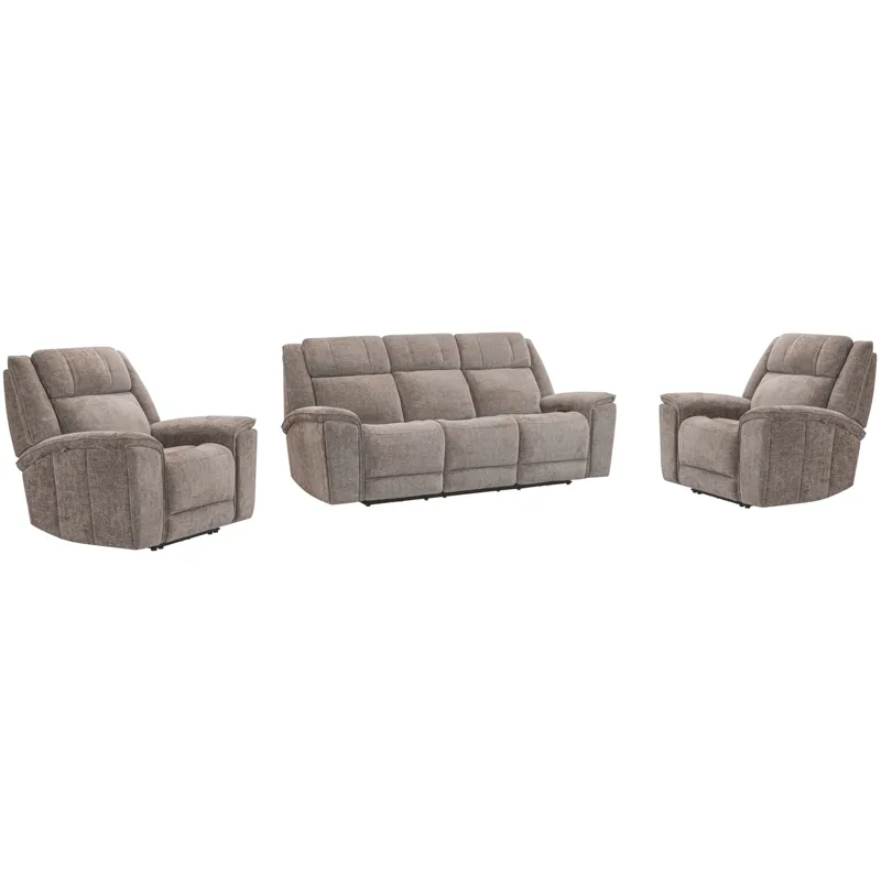 Colton Branson Tweed Power Zero Gravity Sofa and 2 Recliners with Immersive Audio