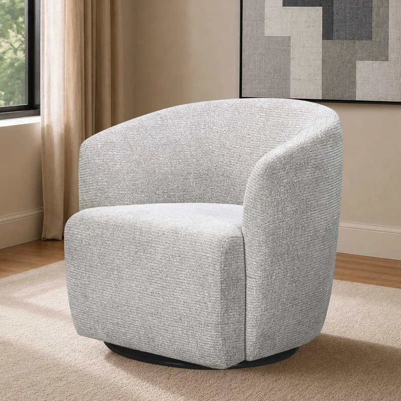 Mingle Thatch Grey Swivel Glider Accent Chair Two Pack