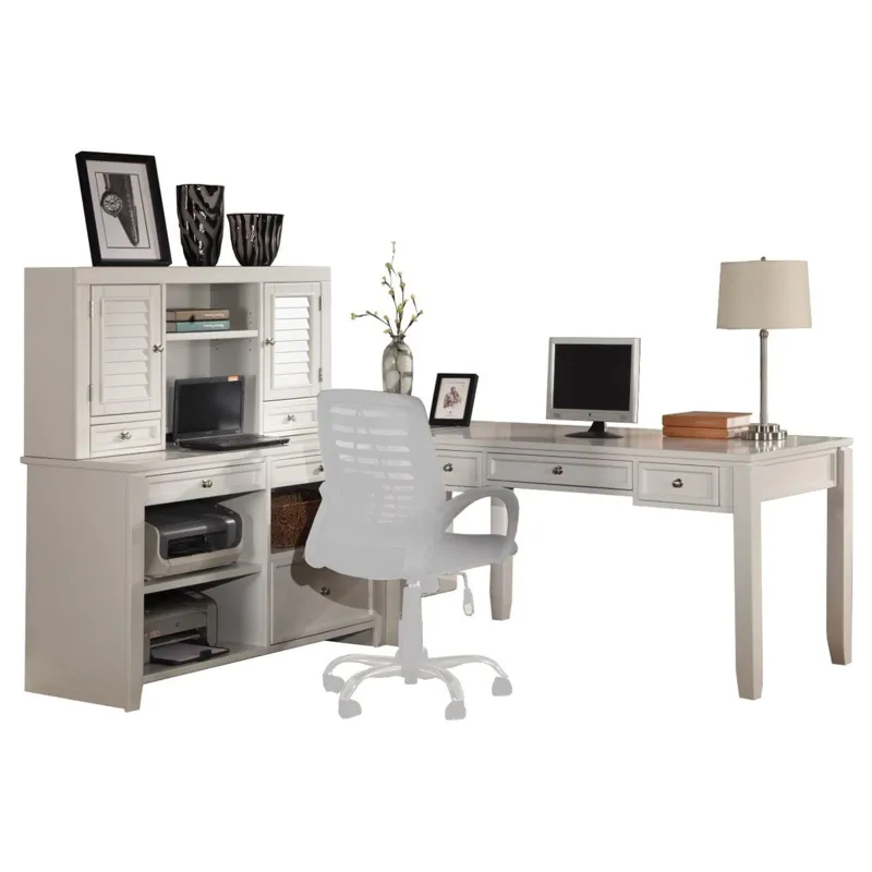 Boca L Shape Desk with Credenza and Hutch