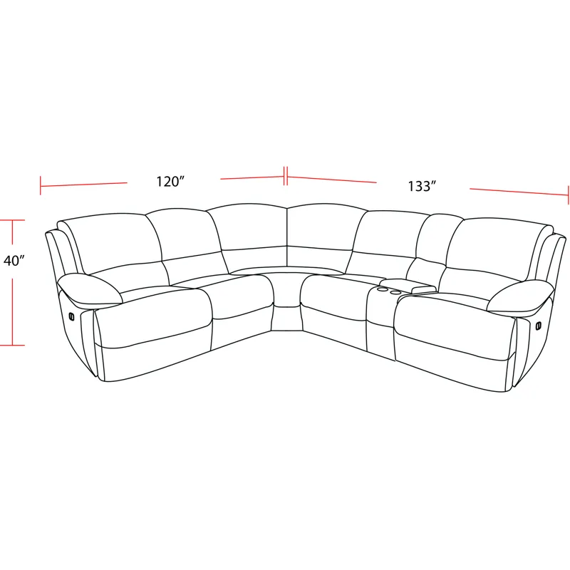 Spartacus Oyster 6 Piece Modular Power Reclining Sectional with Power Adjustable Headrests