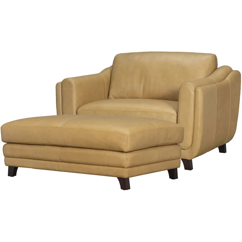 Hayden Renaissance Marigold Stationary Chair and a Half with Ottoman