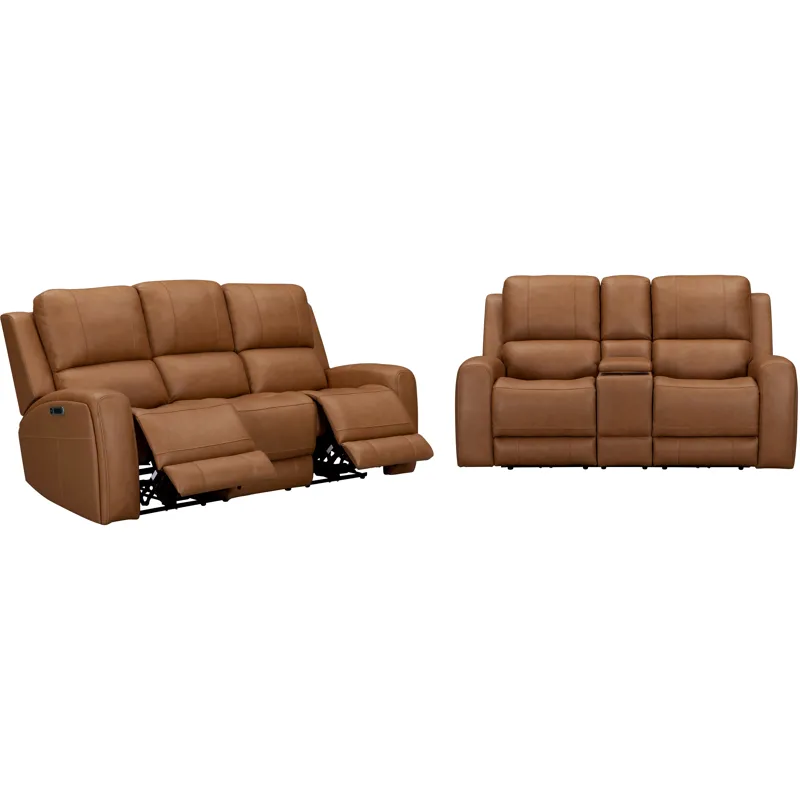 Belmont Lyric Caramel Zero Gravity Power Reclining Sofa and Loveseat