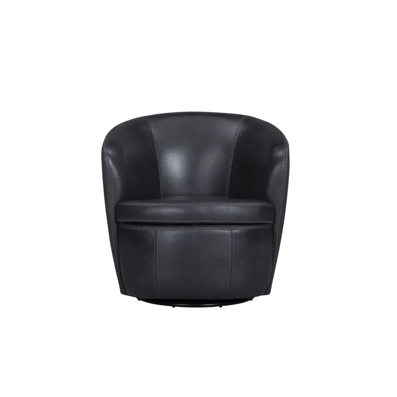 Barolo Vintage Onyx 100% Italian Leather Swivel Club Chair Two Pack