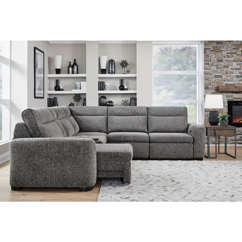 Kline Nightfall 6 Piece Power Sliding Sectional with Extension Footrests