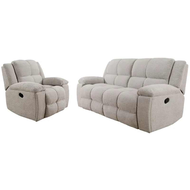 Buster Opal Taupe Manual Reclining Sofa and Recliner