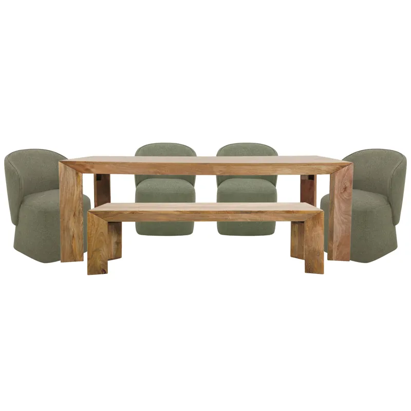 Crossings Downtown Dining 86 Inch Rectangular Dining Table With 4 Upholstered Chairs