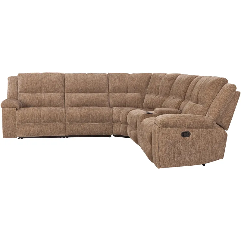 Bronco Plush Tobacco 6 Piece Modular Manual Reclining Sectional