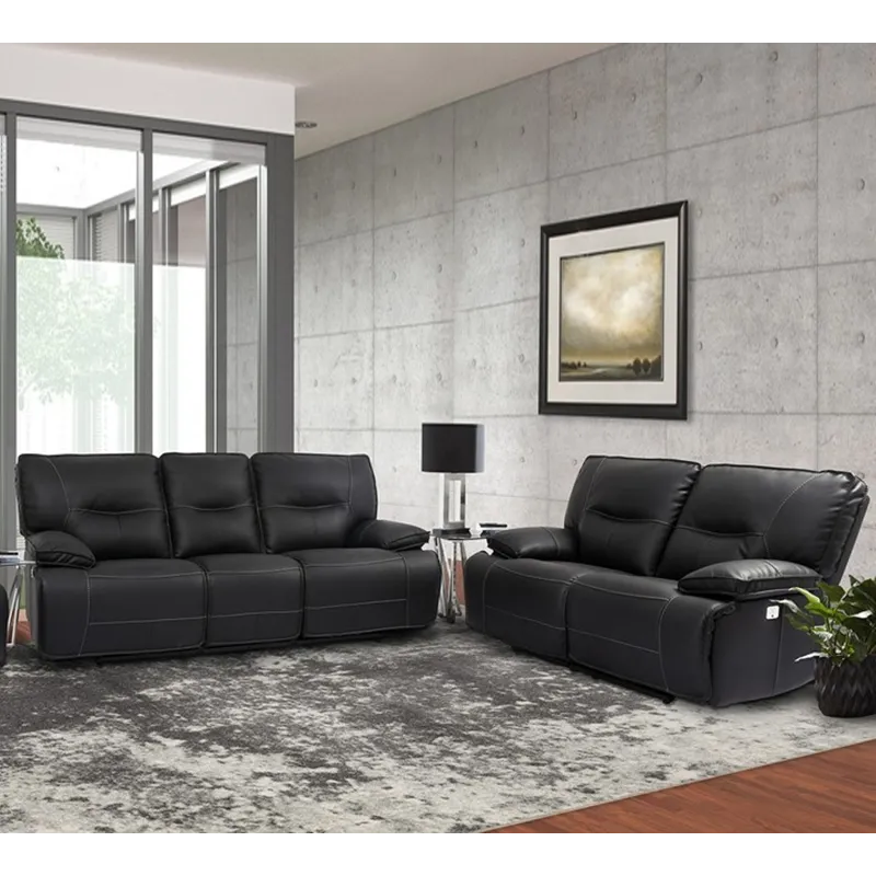 Spartacus Black Power Reclining Sofa and Loveseat