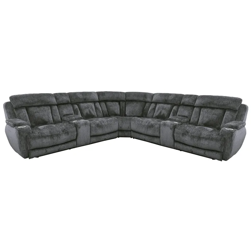 Dalton Lucky Charcoal 7 Piece Modular Power Reclining Sectional with Power Adjustable Headrests