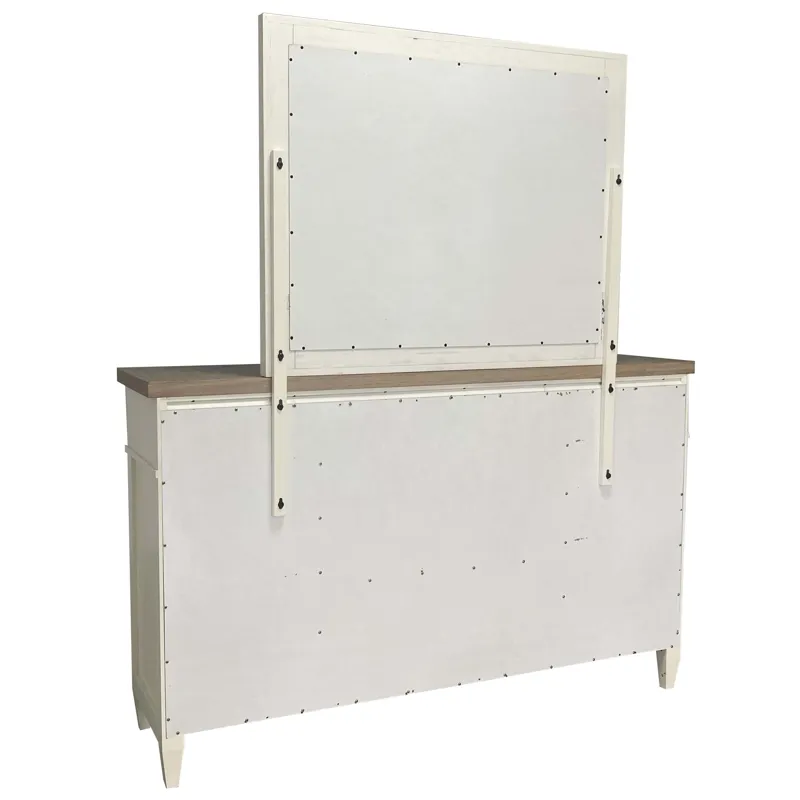 Americana Modern Bedroom King Platform Bed 2 Nightstands and Dresser with Mirror