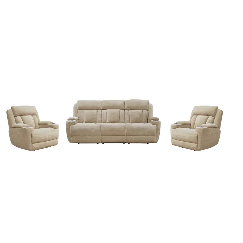 Dalton Lucky Fawn Power Reclining Sofa and Two Recliners