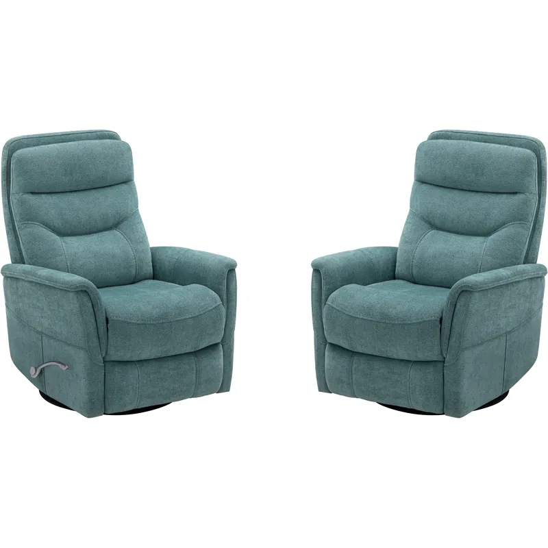 Gemini Snazzy Blue Manual Swivel Glider Recliner Two Pack