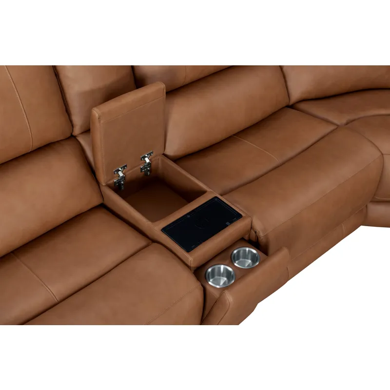 Belmont Lyric Caramel 6 Piece Zero Gravity Power Reclining Sectional with Power Adjustable Headrests
