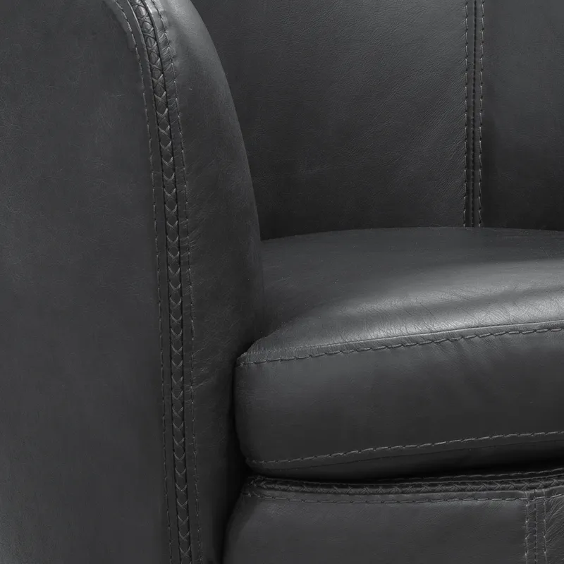 Barolo Vintage Slate 100% Italian Leather Swivel Club Chair Two Pack
