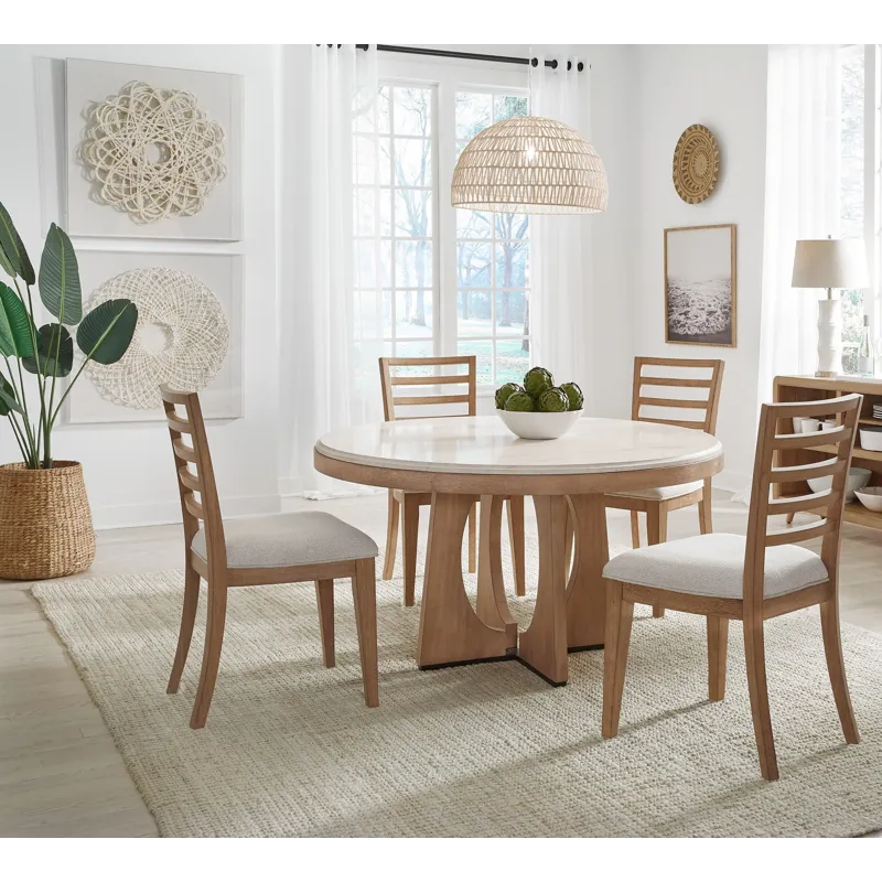 Escape Dining 54 Inch Round Table with 4 Ladderback Chairs