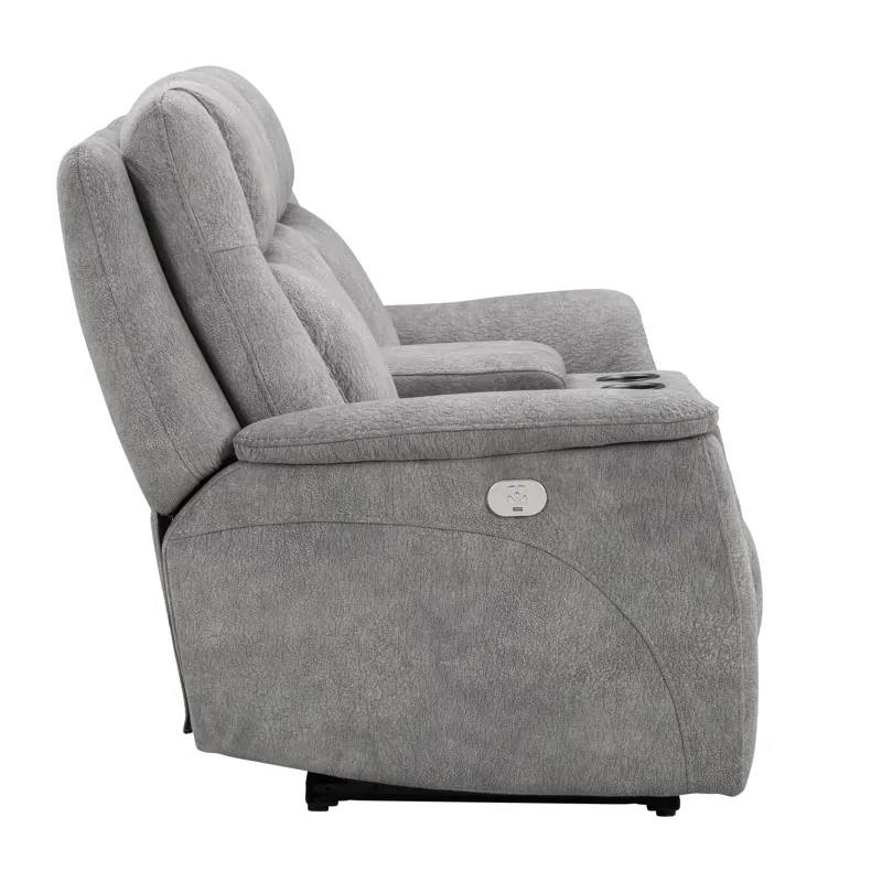 Linus Hudson Grey Power Reclining Sofa and Loveseat