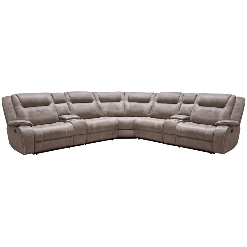 Blake Desert Taupe 7 Piece Modular Reclining Sectional and Entertainment Console