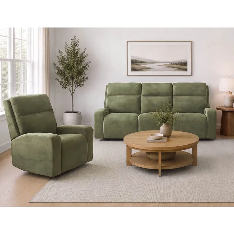 Traxton Jasper Moss Power Zero Gravity Sofa and Recliner