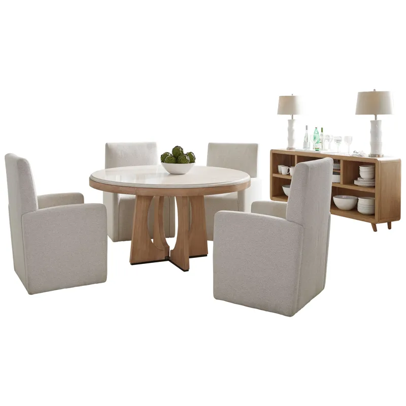 Escape Dining 54 Inch Round Table with Console and 4 Caster Chairs