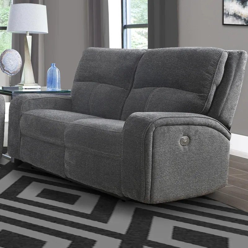 Polaris Bizmark Grey Power Reclining Sofa and Loveseat