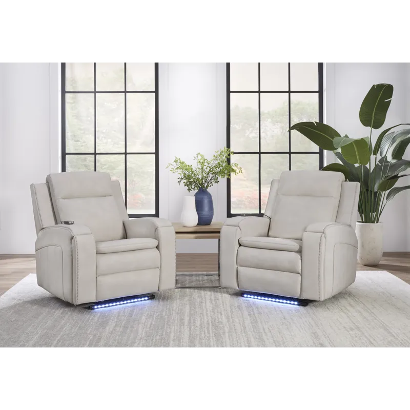 Armstrong Buffy Cream Power Recliner with Heat Massage and Auto-Glide Two Pack