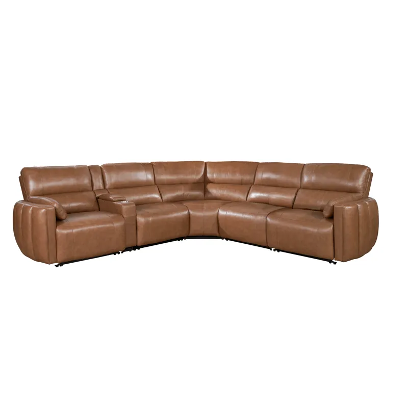 Modesto Sable 6 Piece Modular Power Reclining Sectional with Power Adjustable Headrests