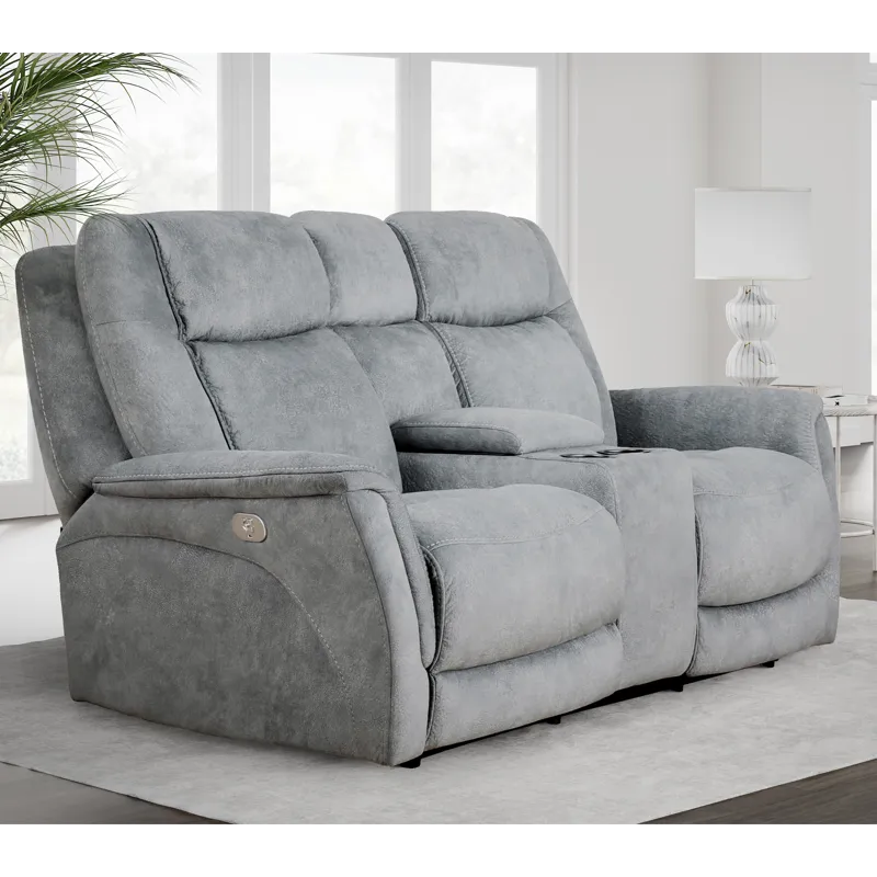 Linus Hudson Grey Power Reclining Sofa and Loveseat