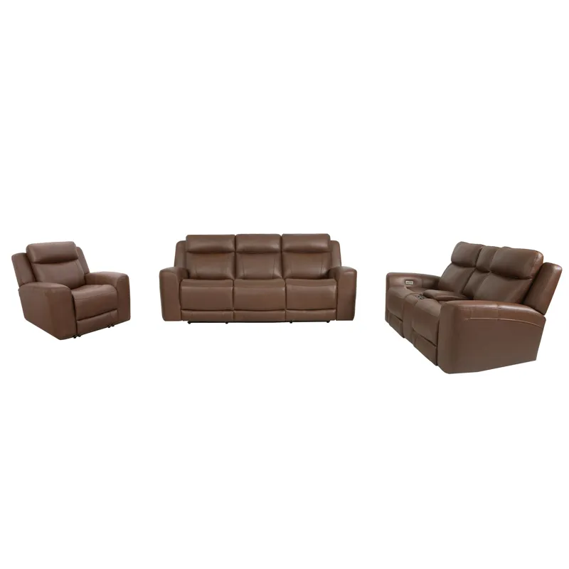 Calgary Autumn Umber Power Reclining Sofa Loveseat and Recliner